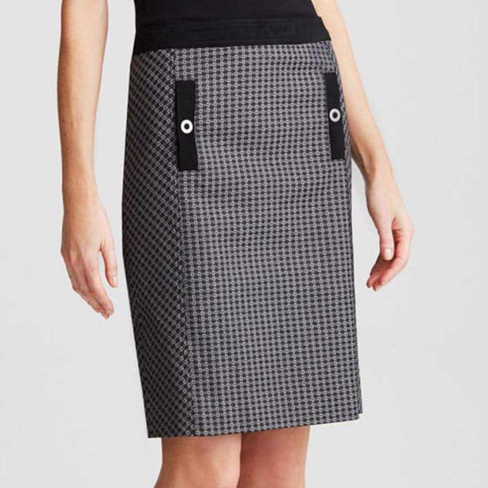 Etcetera  Brooklyn Gray & Black Herringbone Skirt